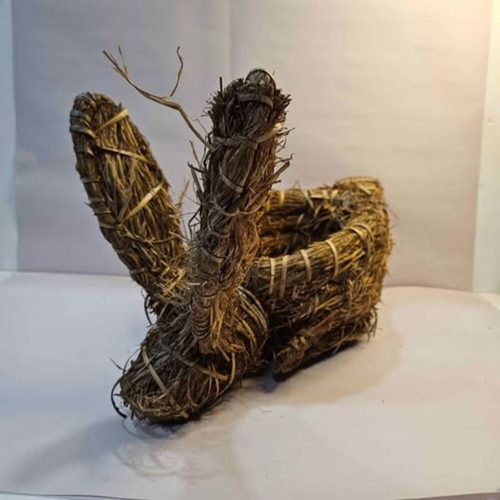 Vintage handWoven Straw Bunny Basket
